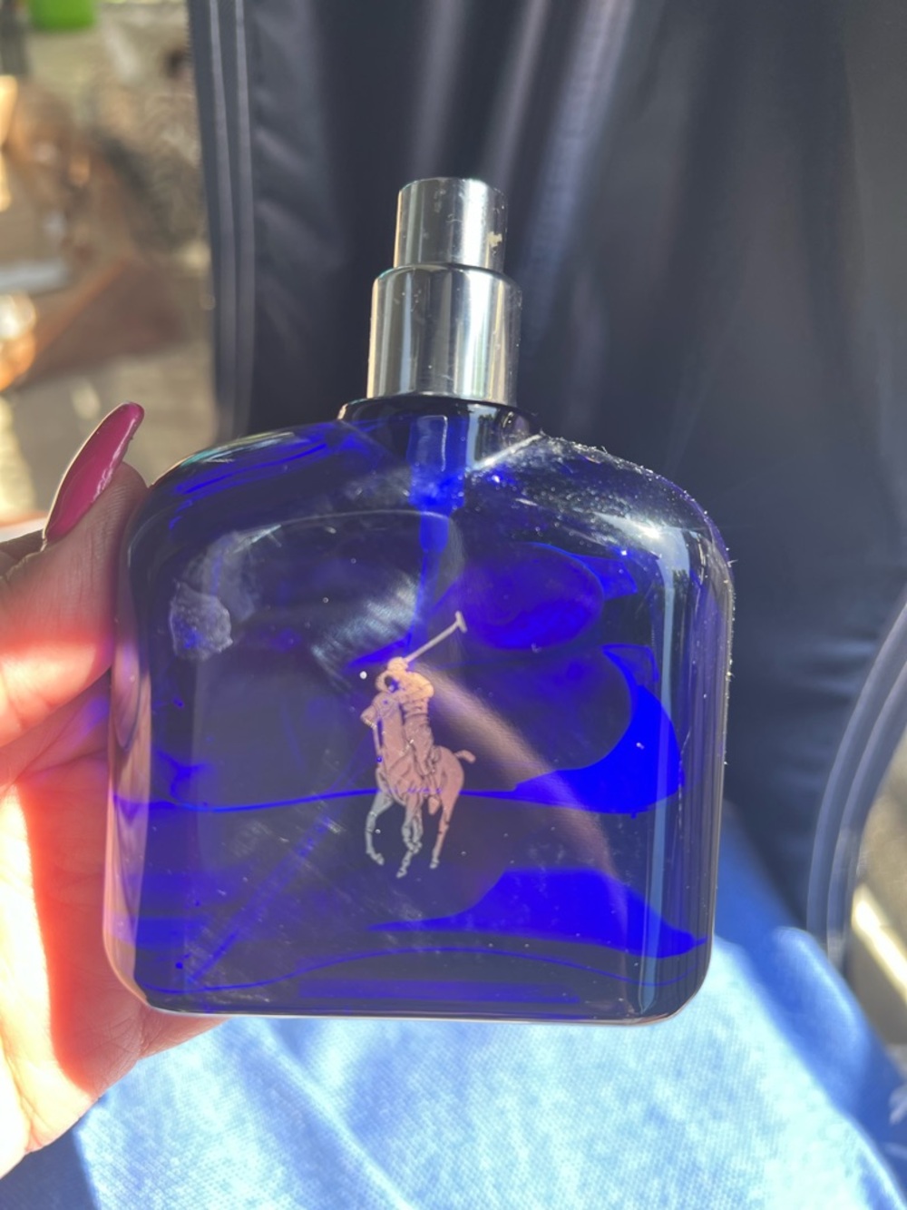 Ralph Lauren cobalt blue glass body fragrance bottle